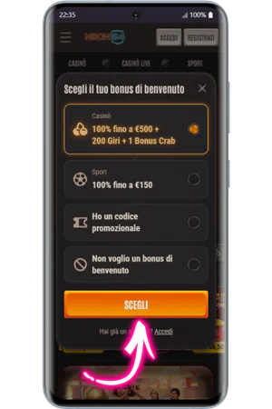 Selezione bonus di benvenuto Cricket Road